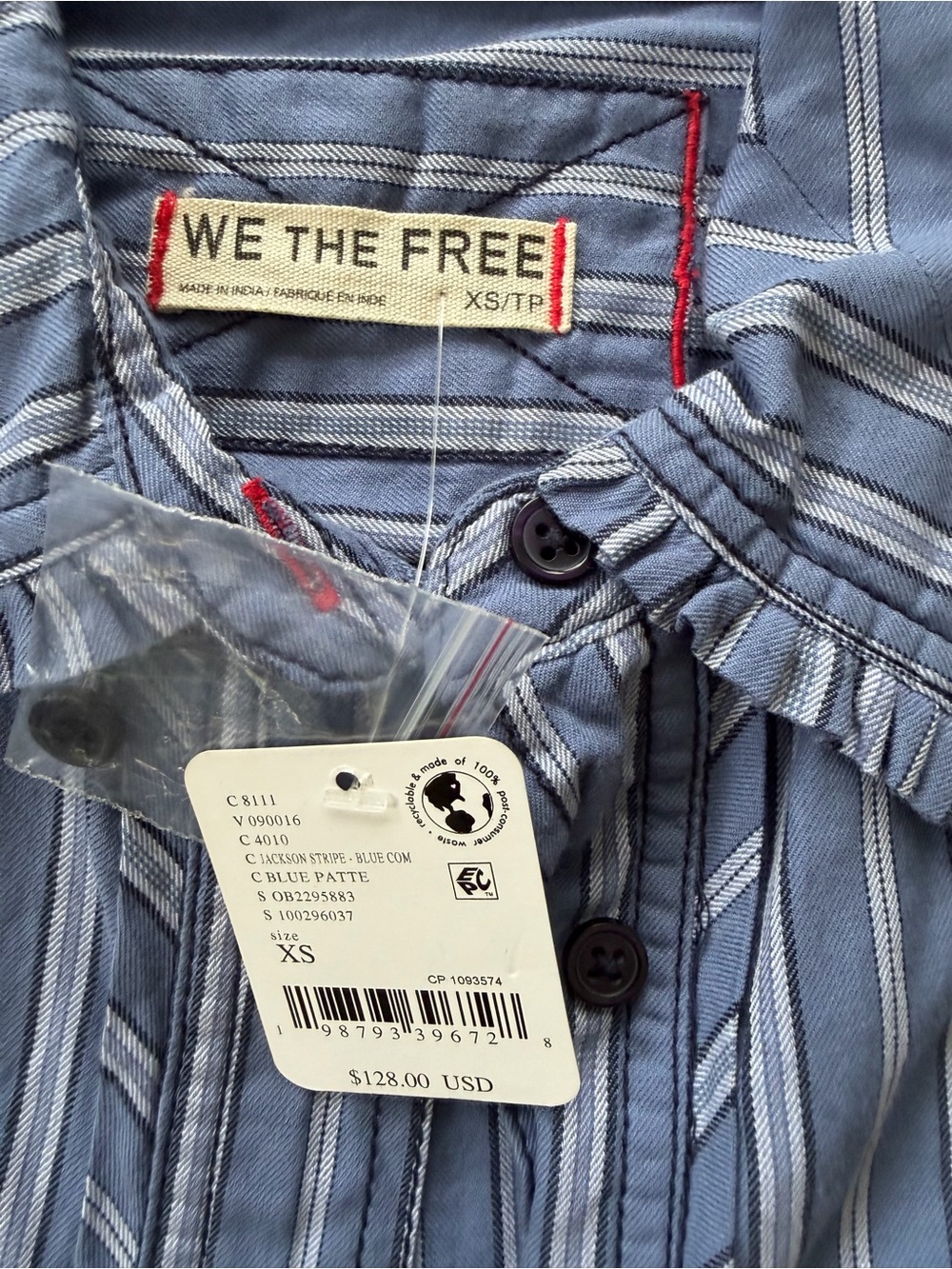 We The Free Blue Striped Button-Up Shirt - Picture 5 of 5